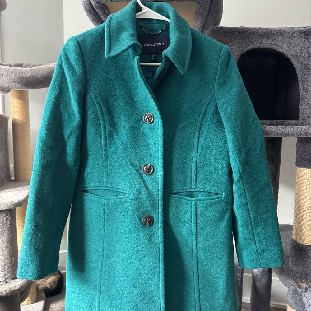 Lands' End Women's Teal Pea Coat